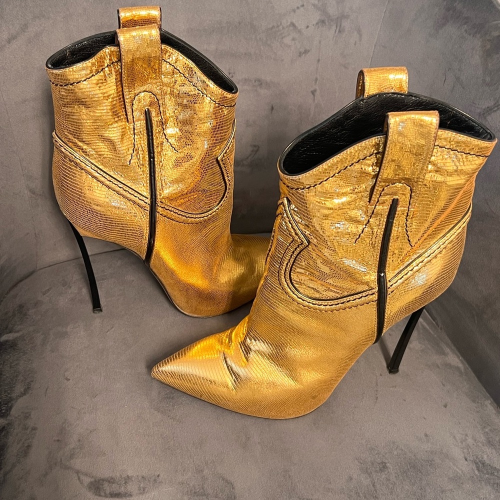 Casedei Gold High Heel Ankle Boots
